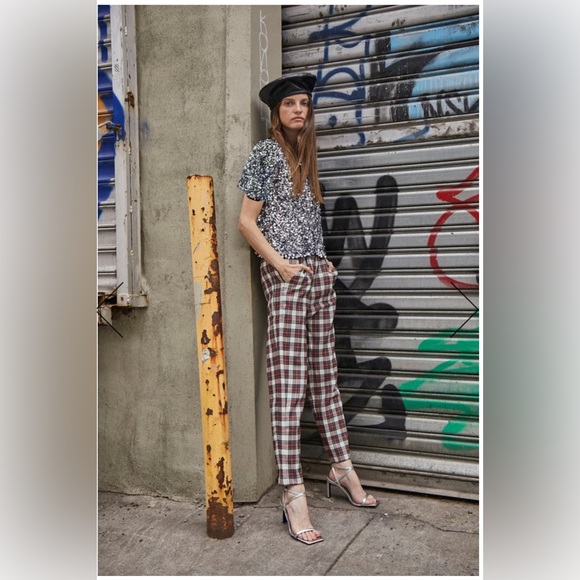 NWT Hunter Bell Melina Plaid Wool Pants 8 - Picture 2 of 12